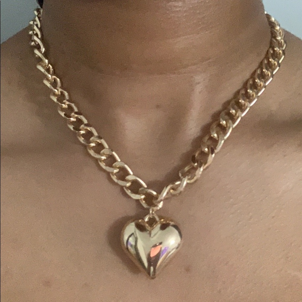Gold heart Cuban link chain